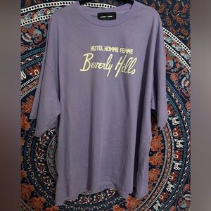 Shirt HOMME +FEMME LA Hotel Fake Love T-shirt Lilac Beverly Hills 3XL NWOT